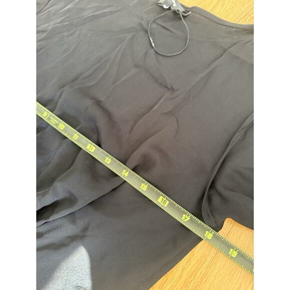 THEORY Nadora Modern Silk Black Long Sleeve Mini Dress LBD Sz 2 Elegant Minimal - Picture 8 of 9